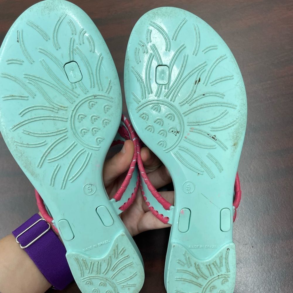 SPRING BREAK 🌴 Jack Rogers Aqua and Pink Sandals Size 5 - Picture 5 of 6